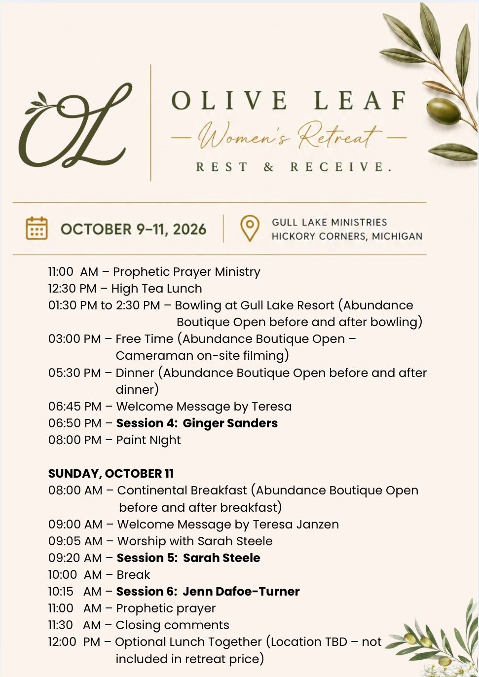 Event itinerary, page 2